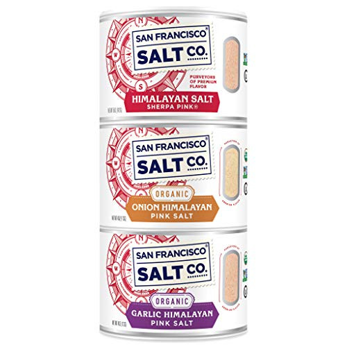 Stackable Salt Shakers - 3 pack - Himalayan Salt  Organic Garlic Himalayan Salt    Organic Onion Himalayan Salt by San Francisco Salt Company