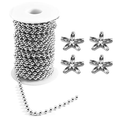 Tiparts 30 Feet Stainless Steel Ball Chains Necklace with 20pcs Connectors Clasps 5mm Silver Bead Chains Sets Chain Width 5mm20pcs connectors