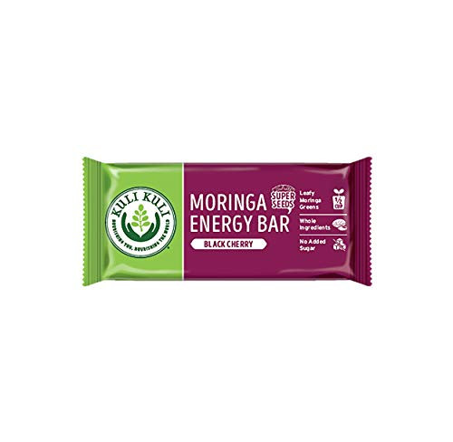 Kuli Kuli Moringa SuperFood Energy Bar  Black Cherry  1-6 Ounce Bars Box of 12 Vegan  Gluten-Free Energy Bar  Contains Half Cup of Leafy Greens  Chia   Pumpkin Seeds No Added Sugar  Convenient Snack