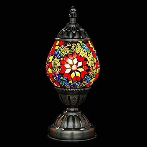 Mosaic Bedside Table Lamp Marrakech Turkish Mosaic Glass Egg Lamp Moroccan Lantern Desk Table Night Lamp Light with Bronze Base