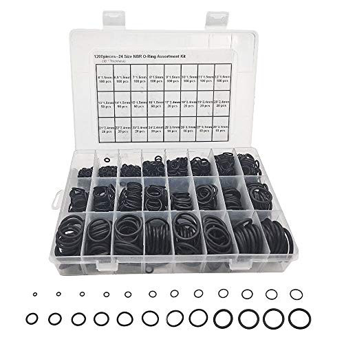 O-Rings Kit 1200pcs Rubber O Ring Assortment Kit 24 Sizes Sealing Gasket Washer Seal Assortment Set for Plumbing Faucet Automotive Mechanic General Repair