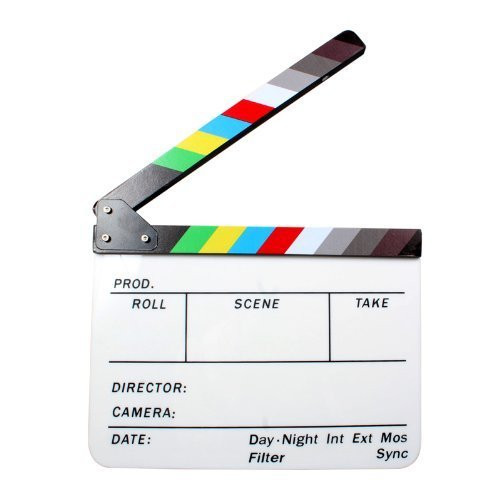 Acrylic Clapboard 9-6x11-7  -25x30cm Dry Erase Director Film Movie Clapper Board Slate with Color Sticks - White