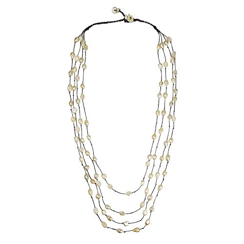 AeraVida Chic Cultured Freshwater Pearls Stone Handmade Layered Necklace AeraVida Chic Cultured Freshwater Pearls Stone Handmade Layered Necklace
