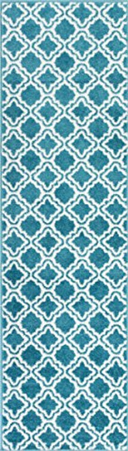Well Woven Kids StarBright Calipso Modern Geometric Trellis Blue 2  x 7 3  Runner Area Rug