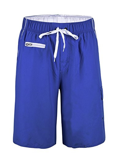 unitop Men s Lightweight Quick Dry Board Trunks Blue and White 36