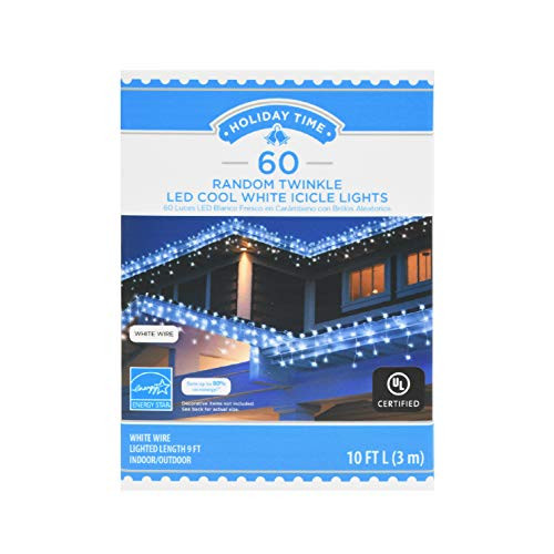 Holiday Time 60 Random Twinkle LED Cool White Icicle Lights Holiday Time 60 Random Twinkle LED Cool White Icicle Lights
