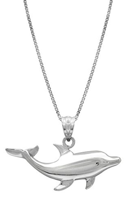 Honolulu Jewelry Company Sterling Silver Dolphin Necklace Pendant with 18 Box Chain Honolulu Jewelry Company Sterling Silver Dolphin Necklace Pendant with 18 Box Chain