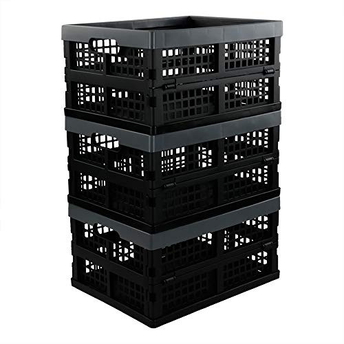 Ucake Fold Flat Crate Storage Collapsible Crate Folding Plastic Crates for Storage  3 Packs