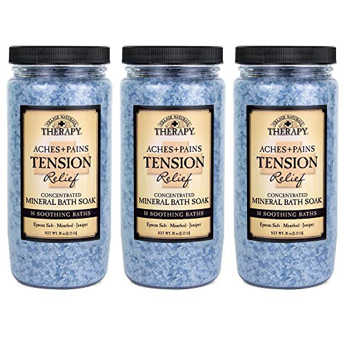 Village Naturals Therapy  Mineral Bath Soak  Aches   Pains Tension Relief  20 Oz  Pack of 3