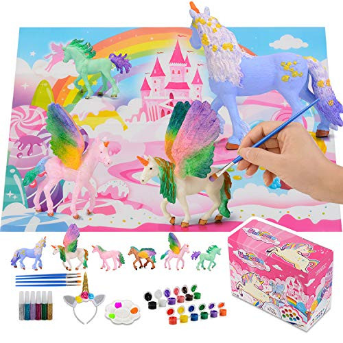 Cyiecw Kids Arts Crafts Set Unicorn Toy Painting Kit Paint Your Own Unicorn Activity Kit Create a Unicorn World Painting Kit for Kids 3 4 5 6 7 8 Year Old Boys Kids Girls Toddlers