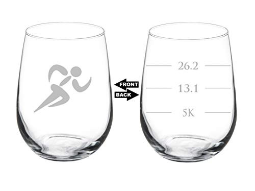 Wine Glass Goblet Two Sided Runner Run Marathan Fill Lines 17 oz Stemless