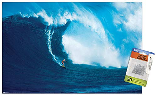 Big Wave Surfer Wall Poster with Push Pins