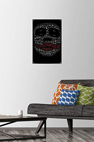 DC Comics Movie - The Dark Knight - The Joker Face In Text Wall Poster with Push Pins