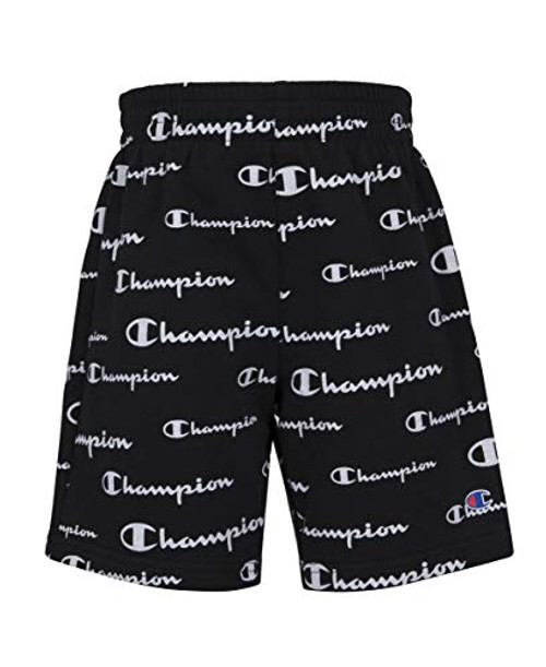Champion Boys French Terry Short Kids Clothes Black AOP Script  X-Large