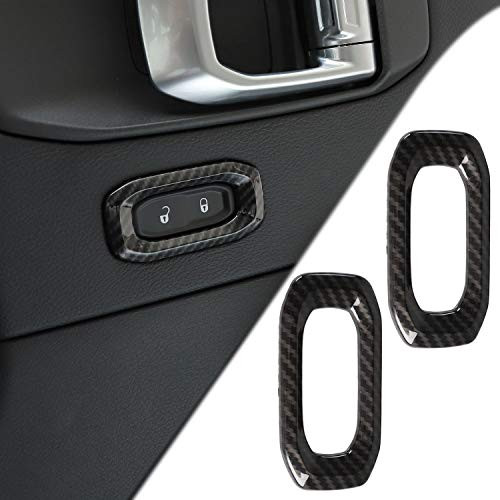 JeCar Interior Accessories Door Lock Switch Trim Cover for 2018 2019 2020 Jeep Wrangler JL JLU  Carbon Fiber Grain