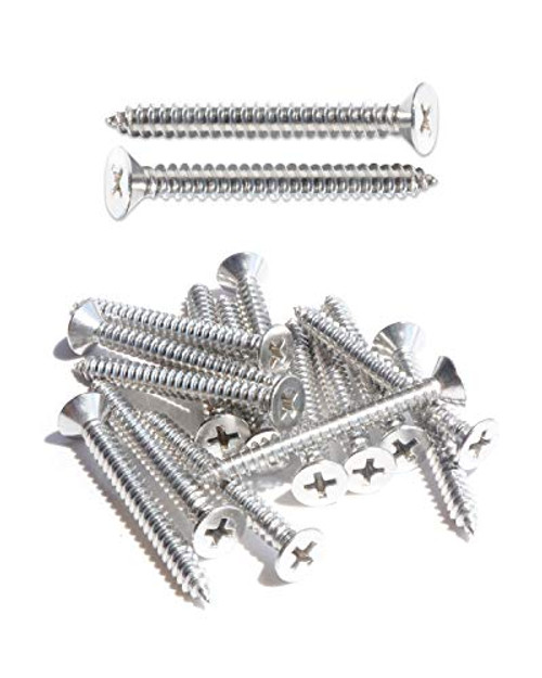 IMScrews 100pcs  10 x 1-3-4  45mm Stainless Flat Head Phillips Wood Screws 18-8 304 Stainless Steel Countersunk Self Tapping Screws