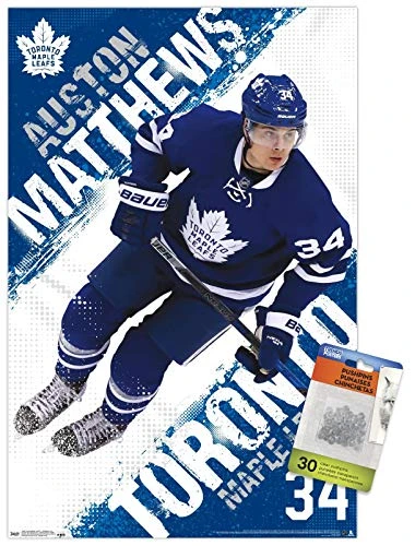 NHL Toronto Maple Leafs - Austin Matthews 16 Wall Poster with Push Pins