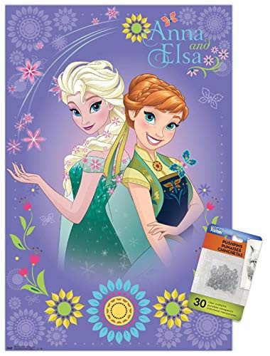 Disney Pixar Frozen Fever - Anna and Elsa Wall Poster with Push Pins