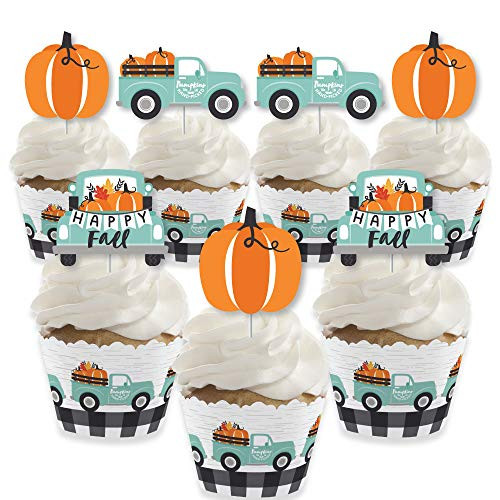 Big Dot of Happiness Happy Fall Truck - Cupcake Decoration - Harvest Pumpkin Party Cupcake Wrappers and Treat Picks Kit - Set of 24 Big Dot of Happiness Happy Fall Truck - Cupcake Decoration - Harvest Pumpkin Party Cupcake Wrappers and Treat Picks Kit - Set of 24