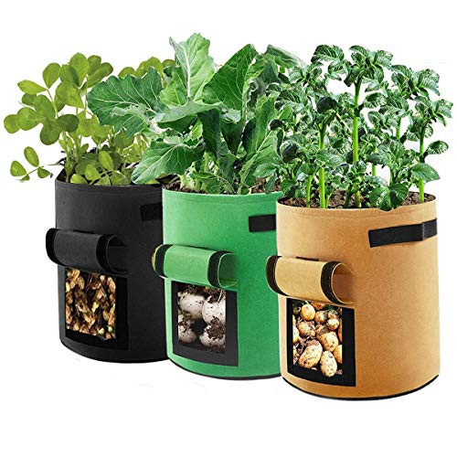 3 Pack Grow Bags Potato Planter Bags Planting Fabric Pots with Handles and Flap Garden Bags for Vegetables Tomatoes Carrots Onions 10 Gallon 3 Pack Grow Bags Potato Planter Bags Planting Fabric Pots with Handles and Flap Garden Bags for Vegetables Tomatoes Carrots Onions 10 Gallon
