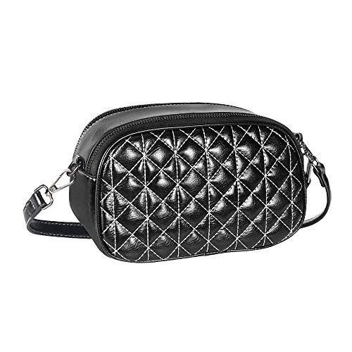 Geestock Crossbody Bags Small Shoulder Purse Lightweight PU Leather Handbags With Double Zipper for Women ?Black?