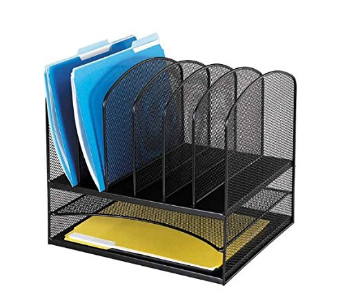 Safco Products 3255BL Onyx Mesh Desktop Organizer with 6 Vertical/2 Horizontal Sections, Black