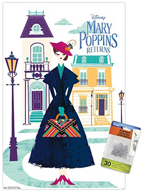 Disney Mary Poppins Returns - Illustrated Mary Wall Poster with Push Pins Disney Mary Poppins Returns - Illustrated Mary Wall Poster with Push Pins