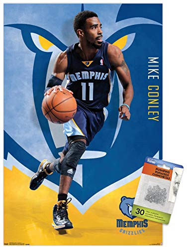 NBA Memphis Grizzlies - Mike Conley Jr- 13 Wall Poster with Push Pins
