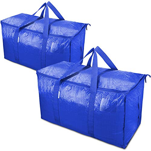 TICONN 2 Pack Extra Large Moving Bags with Zippers Carrying Handles Heavy-Duty Storage Tote for Space Saving Moving Blue TICONN 2 Pack Extra Large Moving Bags with Zippers Carrying Handles Heavy-Duty Storage Tote for Space Saving Moving Blue