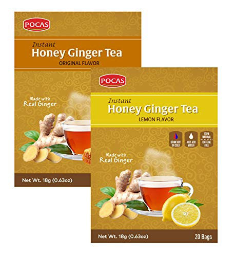 Pocas Instant Honey Ginger Tea Original  Mint  Date  Ginseng  Cinnamon  Turmeric  Green Tea  Lemon or Soursop - 40 Bags Original  Lemon 2Box  40bags
