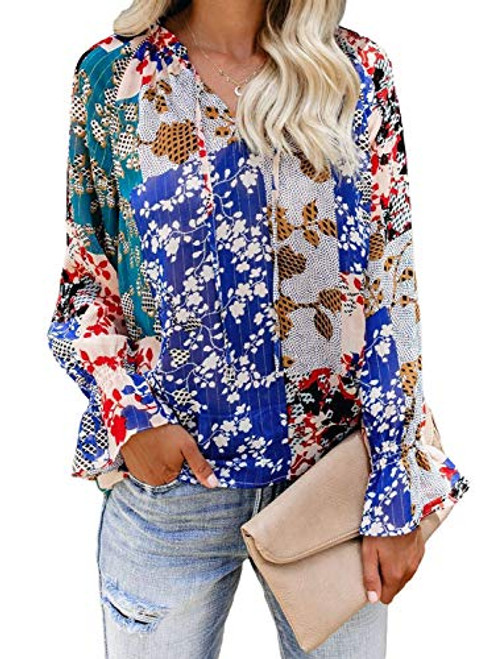 Astylish Women s Ladies Tops V Neck Long Sleeve Boho Floral Print Loose Blouses Shirts Multicolor Medium Astylish Women s Ladies Tops V Neck Long Sleeve Boho Floral Print Loose Blouses Shirts Multicolor Medium