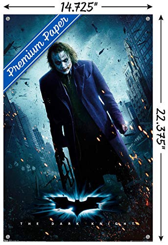 DC Comics Movie - The Dark Knight - The Joker - One Sheet Wall Poster with Push Pins