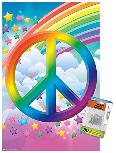 Peace Sign - Rainbows Wall Poster with Push Pins