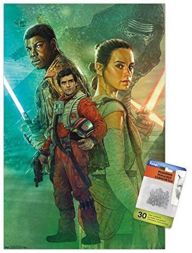 Star Wars  The Force Awakens - Celebration Mural Wall Poster with Push Pins