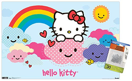 Hello Kitty - Clouds Wall Poster with Push Pins