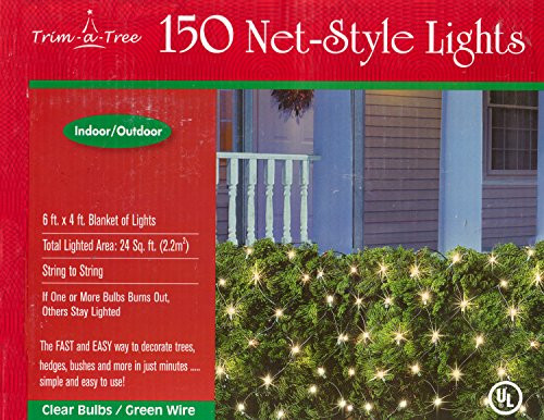 Trim-a-Tree 150 Indoor Outdoor Net Style Christmas Lights Clear