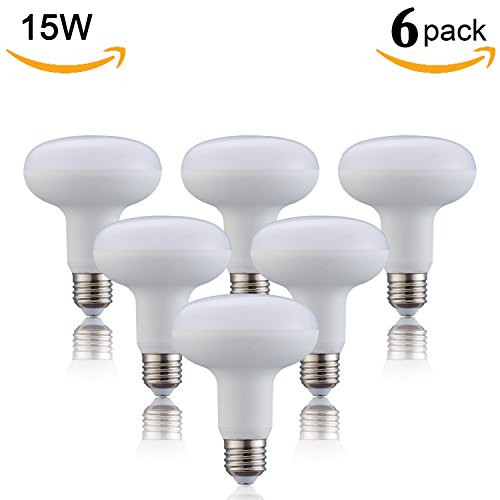 (6 Pack) BR30 R30 LED Light Bulb 15W LED High Efficiency,Daylight White 5000K Medium Base E26 120 Degree Beam Angle (15W= 75-100W Traditional, Non-Dimmable)