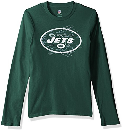 Outerstuff NFL Girls 7-16 Super Charged Long Sleeve Tee-Hunter-M10-12  New York Jets