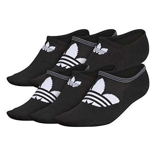 adidas Originals Women s Trefoil Superlite Super No Show Socks 6-Pair Black- White M