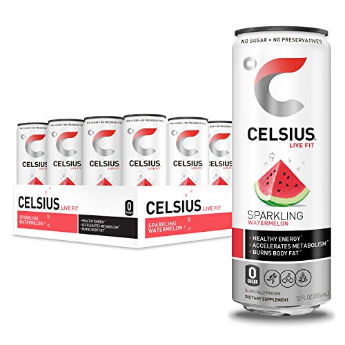 CELSIUS Sparkling Watermelon Fitness Drink Zero Sugar 12oz- Slim Can Pack of 12 CELSIUS Sparkling Watermelon Fitness Drink Zero Sugar 12oz- Slim Can Pack of 12