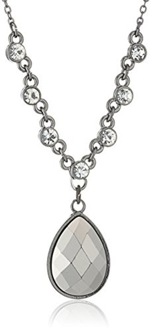 1928 Jewelry Black-Tone Hematite Color Teardrop Adjustable Pendant Necklace 16 3 Extender 1928 Jewelry Black-Tone Hematite Color Teardrop Adjustable Pendant Necklace 16 3 Extender