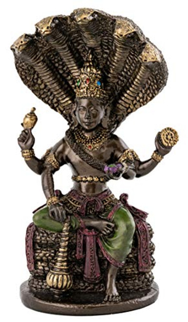 Top Collection Hindu God Vishnu Statue - Preserver and Protector of The Universe Sculpture in Premium Cold Cast Bronze - 5-25-Inch Collectible Hindu Figurine Top Collection Hindu God Vishnu Statue - Preserver and Protector of The Universe Sculpture in Premium Cold Cast Bronze - 5-25-Inch Collectible Hindu Figurine