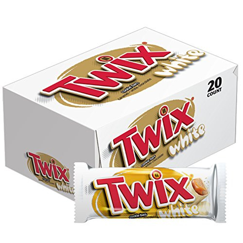 TWIX Singles Size White Chocolate Caramel Cookie Bar Candy 1-62-Ounce Bars 20-Count Box