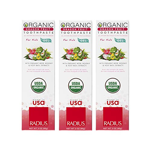 RADIUS USDA Kids Organic Toothpaste - 3 Pack in Dragon Fruit Non Toxic Designed to Improve Gum Health For Children 6 Months and Up RADIUS USDA Kids Organic Toothpaste - 3 Pack in Dragon Fruit Non Toxic Designed to Improve Gum Health For Children 6 Months and Up