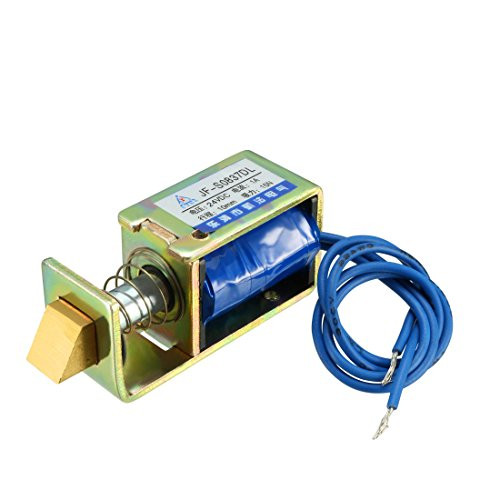 uxcell Electric Door Lock Solenoid DC 24V 15N Force 10mm Stroke Pull Type Open Frame Solenoid Electromagnet with Mount Board Linear Motion JF-S0837D