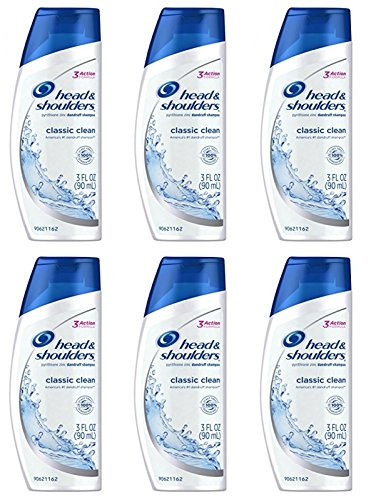 Head and Shoulders Classic Clean Anti-Dandruff Shampoo 3 oz Travel Size Pack of 6
