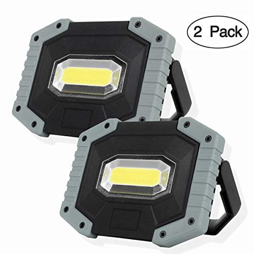 OTYTY COB 30W 1500LM LED Work Light 2 Pack, Rechargeable Portable Waterproof LED Flood Lights for Outdoor Camping Hiking Emergency Car Repairing and Job Site Lighting (W841 Grey)