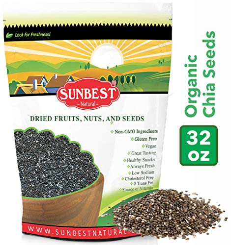 SUNBEST Black Organic Chia Seeds 2 Lbs in Resealable Bag