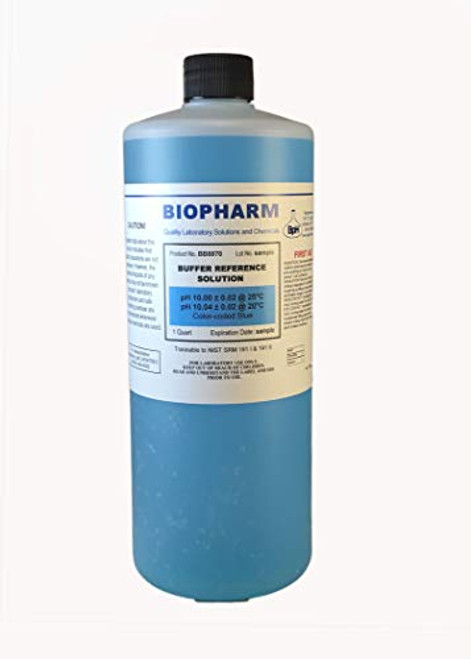 Biopharm pH Buffer Calibration Solution 1 Quart Bottle pH 10-00 NIST Traceable Reference Standards for All pH Meters Color Coded Blue Biopharm pH Buffer Calibration Solution 1 Quart Bottle pH 10-00 NIST Traceable Reference Standards for All pH Meters Color Coded Blue