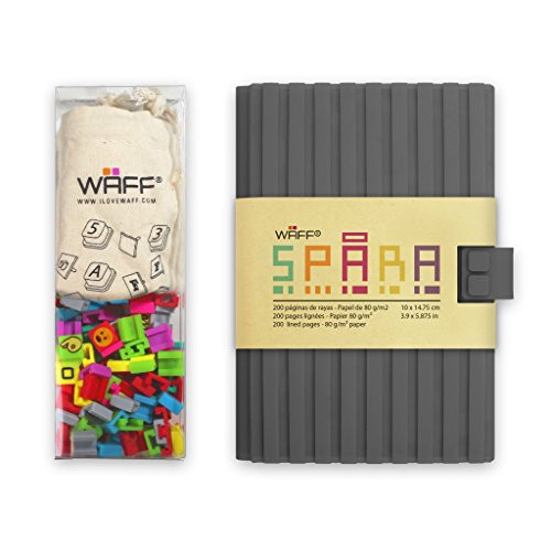 WAFF  Customizable Spara Notebook - Journal Combo  Medium  4 inches x 6 inches  100 Silicone Tiles - Grey